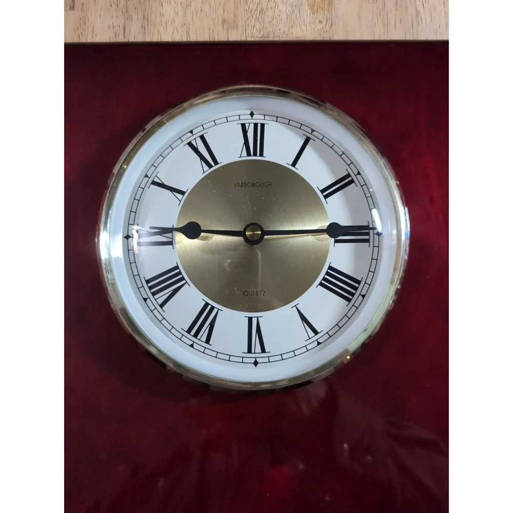 Yaborough Award Plaque Clock‎ Stained Marron Wood. 15x12